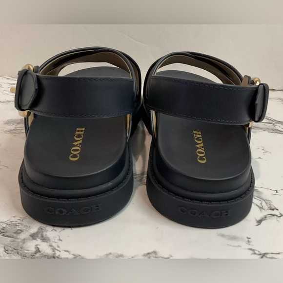 Coach Women Signature Fraser Chambray Sandal Midnight Navy Sz 9 B NWB - Picture 7 of 12